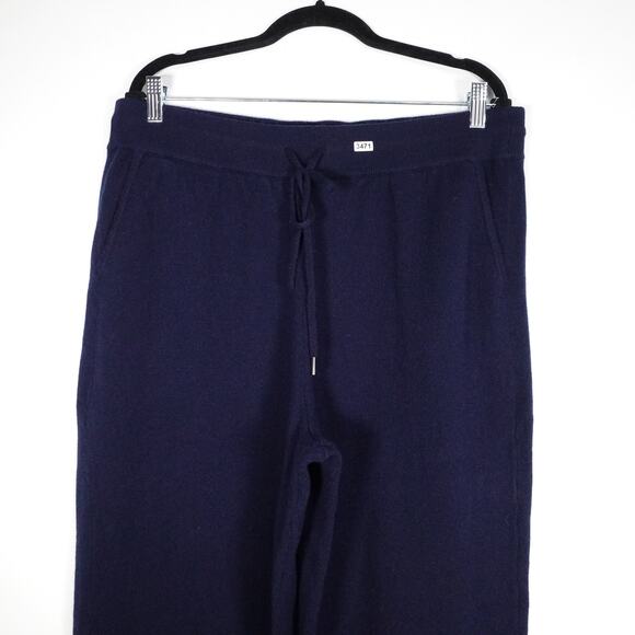 New Imperfect Quince True Navy Blue Mongolian Cashmere Sweatpants Large 3471 - Picture 6 of 13